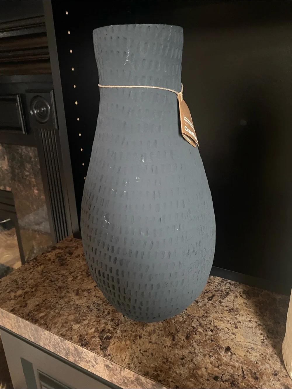 Crate&Barrel Textured Ceramic Vase in Black